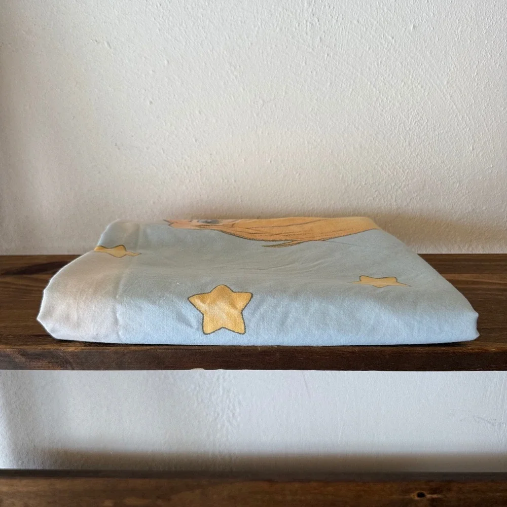 Vintage Precious Moments Baby Blanket 42x31 Pink Blue Stars Angel Boy